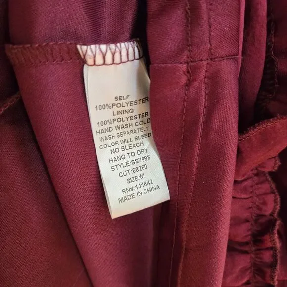 GAL Ruffle VNeck Dress M Red Mini Boho Festival Grunge Renaissance Goth Feminine - Picture 10 of 15